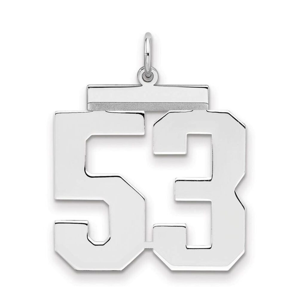 Sterling Silver, Athletic Collection, Large Polished Number 53 Pendant